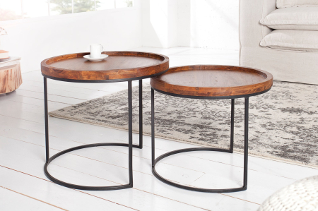 Set 2 masute de cafea MAKASSAR din lemn de salcam, 50/55 cm [3]