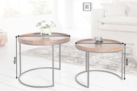 Set 2 masute de cafea MAKASSAR din lemn de salcam, 50/55 cm [6]