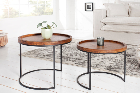 Set 2 masute de cafea MAKASSAR din lemn de salcam, 50/55 cm [2]