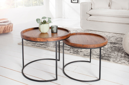 Set 2 masute de cafea MAKASSAR din lemn de salcam, 50/55 cm [1]