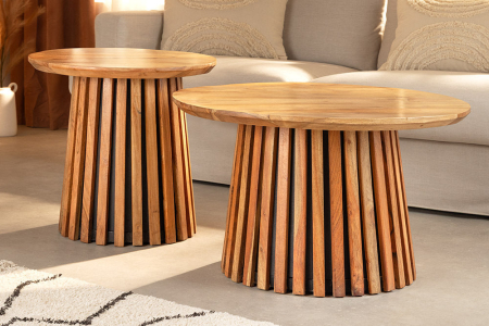 Set 2 masute de cafea VALHALLA din lemn natural de salcam [2]