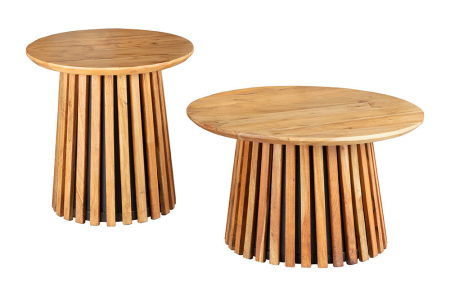 Living - Set 2 masute de cafea VALHALLA din lemn natural de salcam