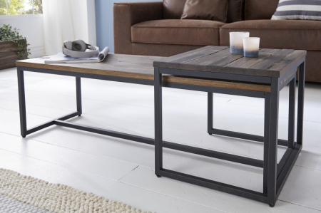 Set 2 masute Elements cu blat din lemn de salcam si picioare din metal [2]