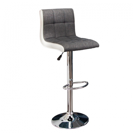 Scaune bar - Set 2 scaune bar ajustabile Modena gri din țesătură structrală și cadru metalic, 90-115 cm