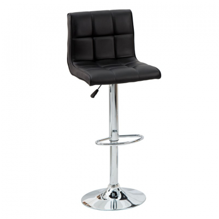 Scaune bar - Set 2 scaune bar ajustabile Modena negre din piele și cadru metalic, 90-115 cm