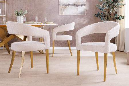 Set 2 scaune BOUTIQUE din material texturat bej [2]