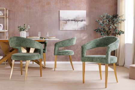 Set 2 scaune BOUTIQUE din material texturat verde [3]