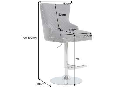 Set 2 scaune CASTLE cu inaltime ajustabila din catifea gri si cu accesoriu in forma de caap de leu [9]