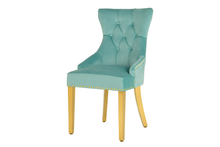 Scaune & fotolii - Set 2 scaune CASTLE DELUXE din catifea blue si accesoriu in forma de cap de leu