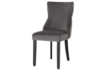 Scaune & fotolii - Set 2 scaune CASTLE DELUXE din catifea gri cu detaliu in forma de cap de leu