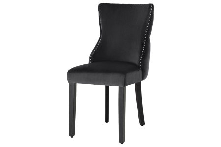 Scaune & fotolii - Set 2 scaune CASTLE DELUXE din catifea neagra cu detaliu in forma de cap de leu