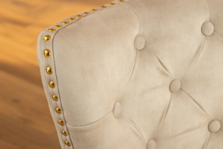 Set 2 scaune CASTLE din catifea bej si accesoriu in forma de cap de leu [5]