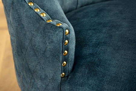 Set 2 scaune CASTLE din catifea petrol si accesoriu in forma de cap de leu [3]