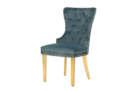 Scaune & fotolii - Set 2 scaune CASTLE din catifea petrol si accesoriu in forma de cap de leu