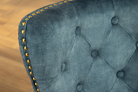 Set 2 scaune CASTLE din catifea petrol si accesoriu in forma de cap de leu [2]