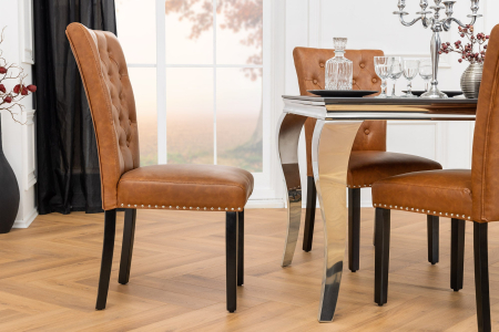 Set 2 scaune CASTLE din piele artificiala cognac [3]