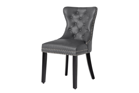 Scaune - Set 2 scaune CASTLE din piele vintage artificiala neagra