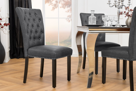 Set 2 scaune CASTLE din piele vintage neagra [3]