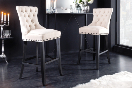 Set 2 scaune de bar CASTLE din material texturat bej, 74 cm [1]