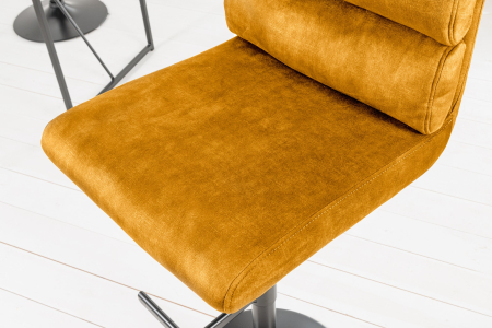 Set 2 scaune de bar COMFORT din catifea galben mustar, 64-85 cm [6]
