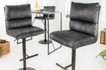 Set 2 scaune de bar COMFORT din catifea gri inchis, 64-85 cm [4]