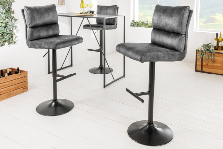 Set 2 scaune de bar COMFORT din catifea gri inchis, 64-85 cm [3]