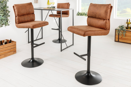 Set 2 scaune de bar COMFORT din microfibra maro, 64-85 cm [3]