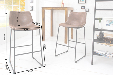 Set 2 scaune de bar DJANGO din microfibra vintage maro [5]