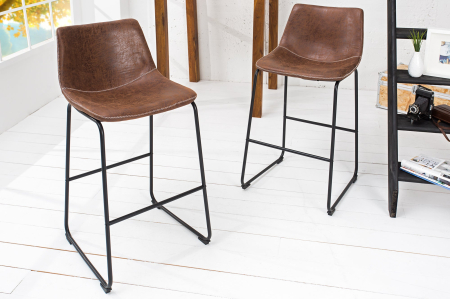 Set 2 scaune de bar DJANGO din microfibra vintage maro [4]