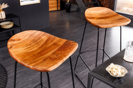 Set 2 scaune de bar MAMMUT din lemn de salcam, 85 cm [1]