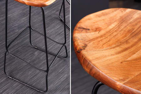 Set 2 scaune de bar MAMMUT din lemn de salcam, 85 cm [7]