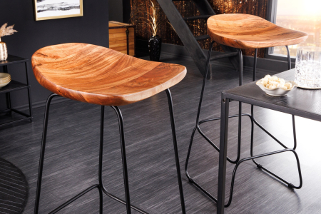 Set 2 scaune de bar MAMMUT din lemn de salcam, 85 cm [2]