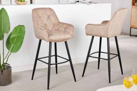 Set 2 scaune de bar MILANO din catifea sampanie, 75 cm [1]