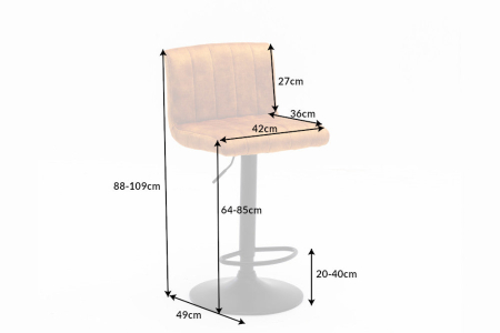 Set 2 scaune de bar PORTLAND din catifea galben mustar, 88-109 cm [8]