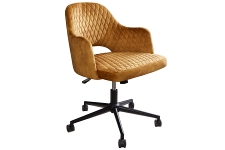 Scaune - Set 2 scaune de birou PARIS din catifea galben mustar, 43-50 cm