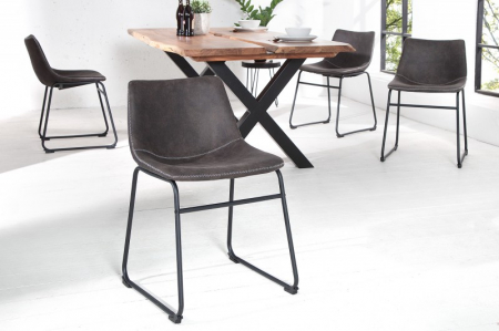 Scaune bucatarie & dining - Set 2 scaune Django cu tapiterie din microfibra si picioare din metal