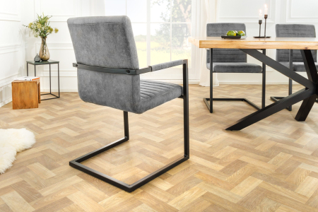 Set 2 scaune LOFT din microfibra vintage gri [3]