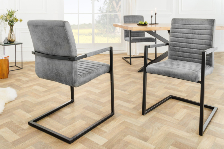 Set 2 scaune LOFT din microfibra vintage gri [5]