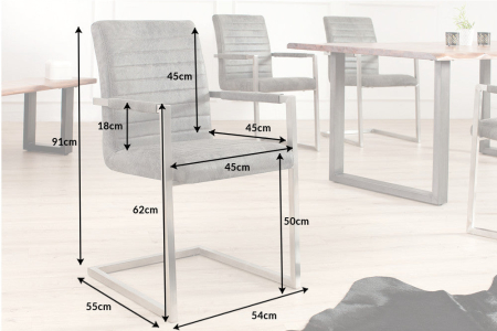 Set 2 scaune LOFT din microfibra vintage gri [5]