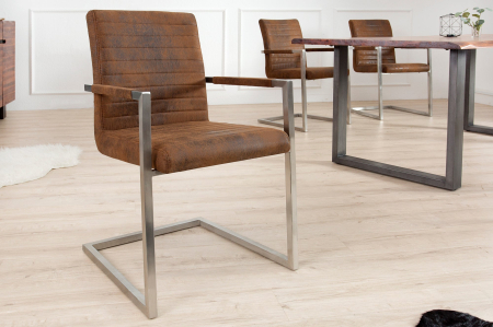 Set 2 scaune LOFT din microfibra vintage maro [1]
