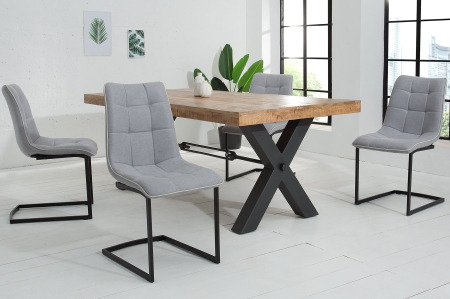 Set 2 scaune MIAMI din tesatura vintage gri deschis [3]