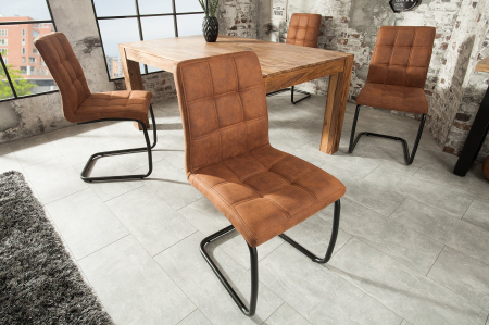 Set 2 scaune MODENA din microfibra vintage maro deschis si picioare din fier [2]