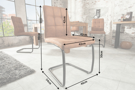 Set 2 scaune MODENA din microfibra vintage maro deschis si picioare din fier [9]
