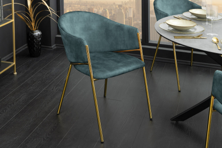 Set 2 scaune NOBLESSE din catifea turquoise [1]