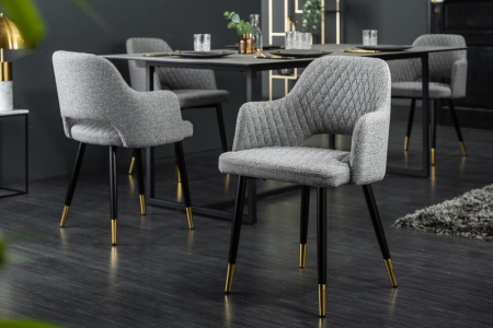 Set 2 scaune Paris cu tapițerie din țesătură structurală, gri deschis [2]