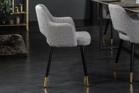 Set 2 scaune Paris cu tapițerie din țesătură structurală, gri deschis [4]