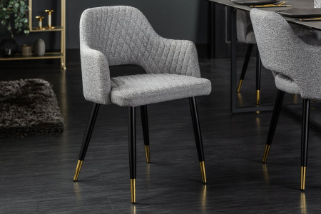 Set 2 scaune Paris cu tapițerie din țesătură structurală, gri deschis [3]