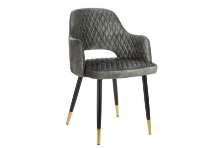 Scaune bucatarie & dining - Set 2 scaune Paris cu tapițerie din catifea, gri închis