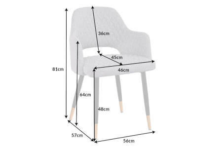 Set 2 scaune Paris cu tapițerie din țesătură structurală, gri deschis [10]