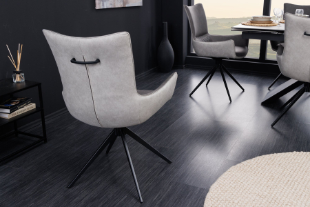 Set 2 scaune rotative ALPINE din microfibra gri deschis [4]